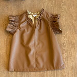 THML Brown Faux Leather Blouse